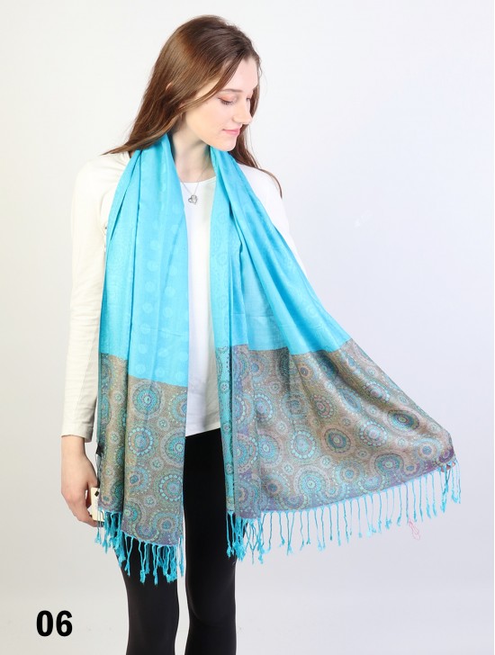 Circle Print Fashion Pashmina W/ Tassels